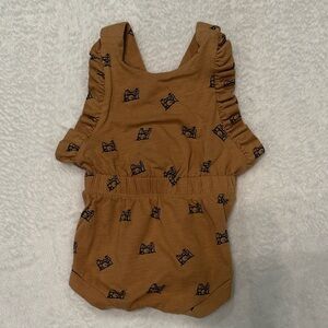 Kate Quinn Little Liam Brown Bodysuit with Black Drum Kit Print